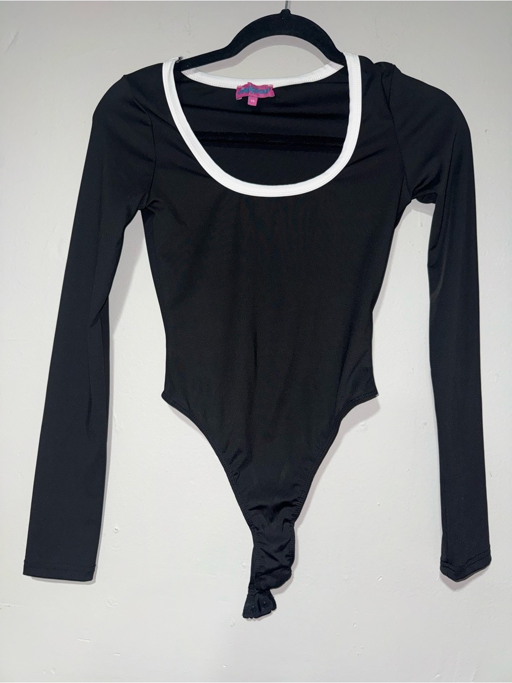Edikted Black Long-Sleeve Bodysuit with White Trim